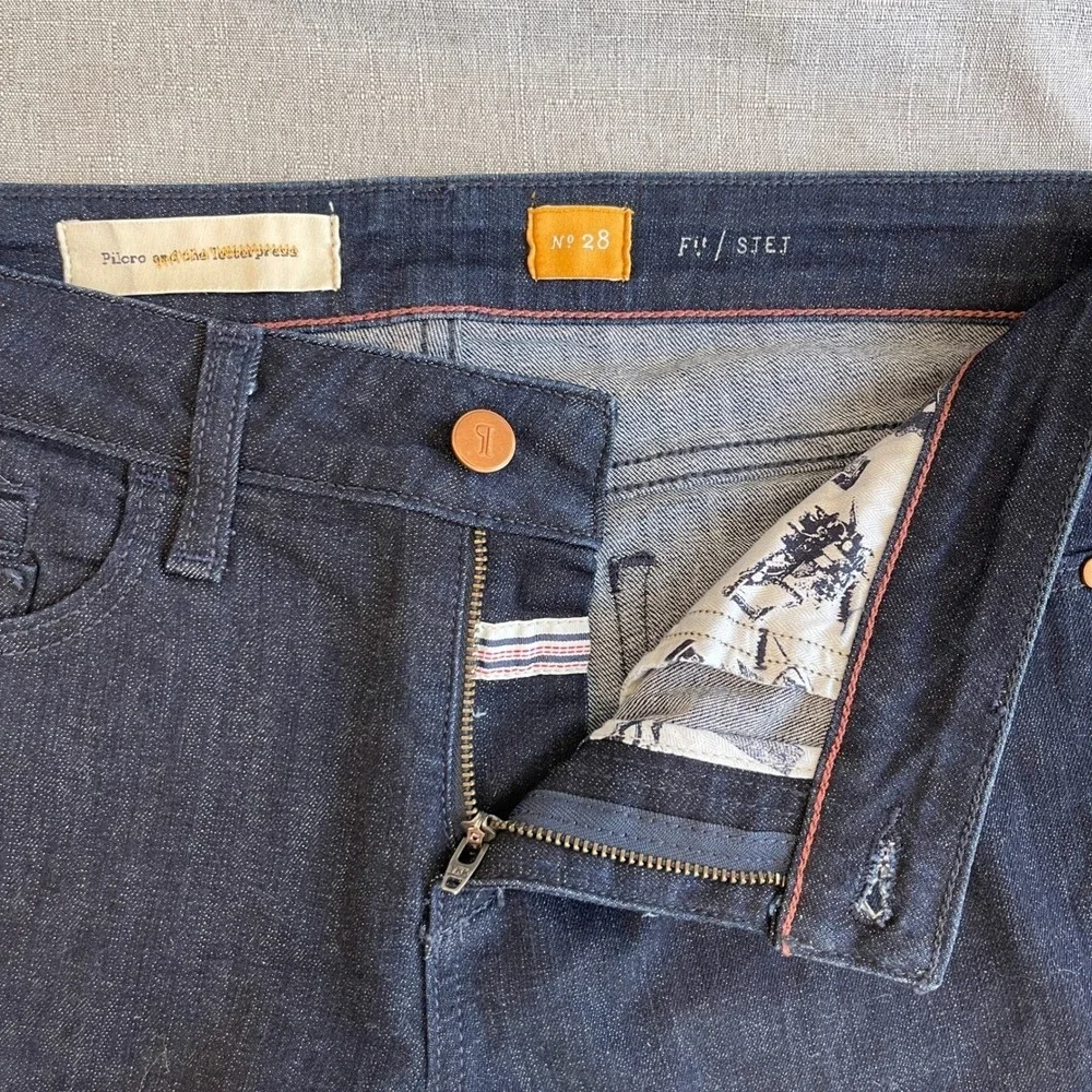 Anthropologie Pilcro Stet Flare Stretch Dark Wash Denim Jeans Women 28 x 32 Long